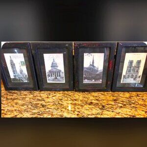 NWT ALEXANDRA'S ACCENTS Set of 4 Framed Old World French Architectural Prints 9"